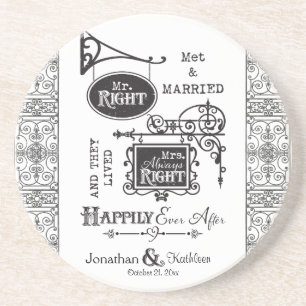 Mr. Right en Mrs. Always Right Wedding Marriage Zandsteen Onderzetter