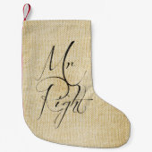Mr Right linen patroon Kleine Kerstsok (Voorkant)