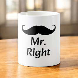 Mr. Right Mustache Fun Matching Paar Koffiemok