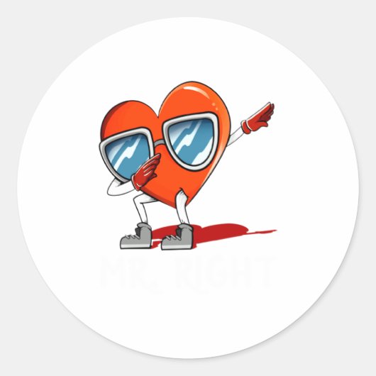 Mr Right Valentines Day Humor Matching Couples 1  Ronde Sticker (Voorkant)