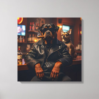 Mr Rottie Cool met sigaar Canvas Afdruk