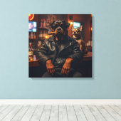 Mr Rottie Cool met sigaar Canvas Afdruk (Insitu (Houten vloer))