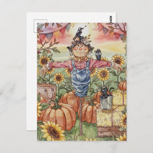 Mr. Scarecrow - Schattigee Halloween-illustratie Briefkaart (Voorkant / Achterkant)