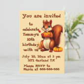 Mr. Squirrel Fall Birthday Party Invitation (Debout devant)