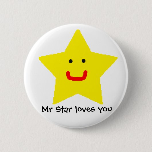 Mr Star houdt van je Ronde Button 5,7 Cm (Voorkant)