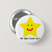 Mr Star houdt van je Ronde Button 5,7 Cm (Voorkant /achterkant)