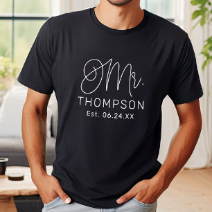 Mr White Modern Script Custom Wedding T-shirt