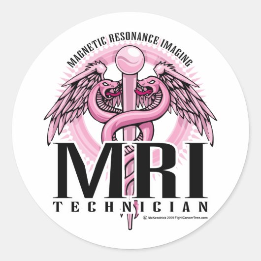 MRI Pink Caduceus Ronde Sticker (Voorkant)