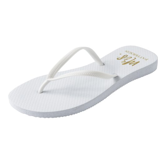 Mrs Achternaam Teenslippers met goudfolie (Schuin)