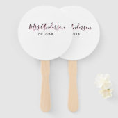 Mrs. add naam achternaam zwart roze beste jaar mod handwaaier (Voorkant en achterkant)