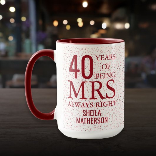 Mrs Always Right Fun 40e Jubileum Ruby Hearts Mok