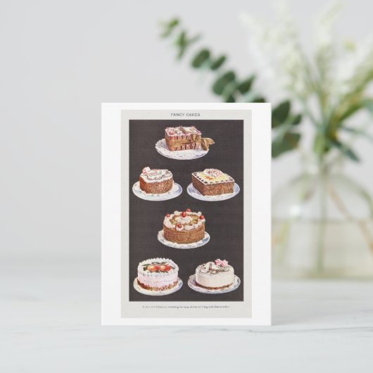 Mrs Beeton's Fancy Cakes Illustratie Briefkaart (Staand voorkant)