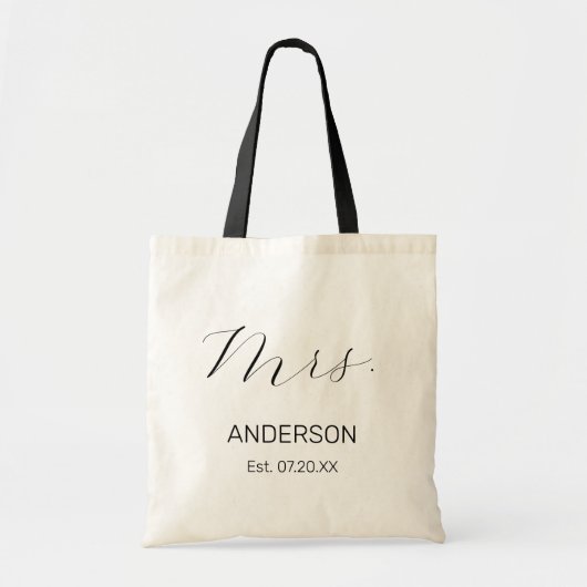 Mrs Black Modern Schrift Custom Bruidspaar Nieuwge Tote Bag (Voorkant)