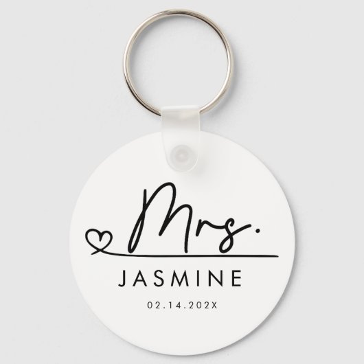 Mrs Black Modern Script Custom Wedding Monogram Sleutelhanger (Voorkant)