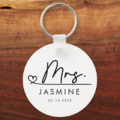 Mrs Black Modern Script Custom Wedding Monogram Sleutelhanger (Voorkant)
