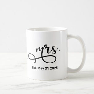 Mrs Black Modern Script Custom Wedding Pas getrouw Koffiemok