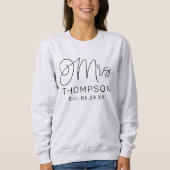 Mrs Black Modern Script Custom Wedding Pas getrouw Trui (Voorkant)