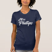 Mrs Bride Retro Script Aangepaste naam T-shirt (Voorkant)