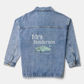 Mrs. Brides Achternaam Klassieke Auto Denim Jas Jacket (Achterkant)
