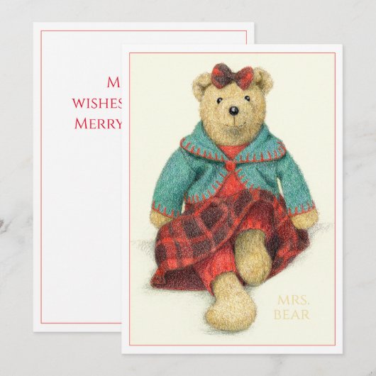MRS. Carte de Noël plat OURS 5x7 (Devant / Derrière)