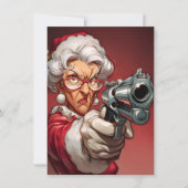 Mrs Claus has a Gun Funny Christmas Cards Feestdagenkaart (Voorkant)
