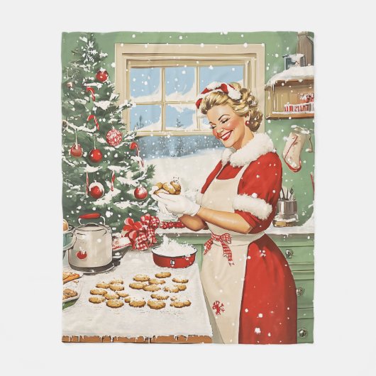 Mrs Claus Holiday Baking Delight Fleece Deken (Voorkant)