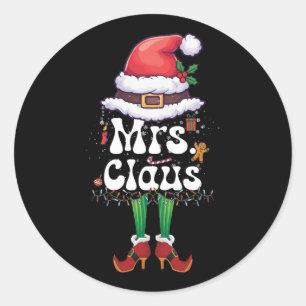 Mrs Claus Koppels Matching Kerstmis Pyjama Kort Ronde Sticker