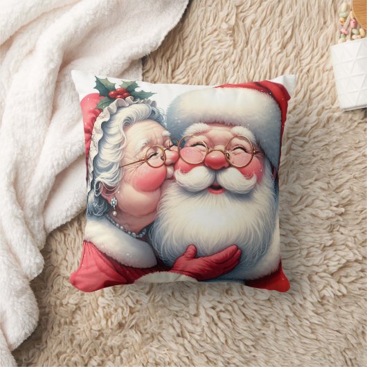 Mrs Claus kust Santa met Kerstmis Kussen (Deken)