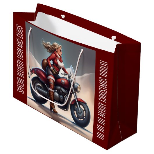 Mrs Claus Levering gepersonaliseerd Groot Cadeauzakje (Voorkant Gekanteld)