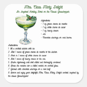 Mrs Claus Minty Delight Cocktail Recept Vierkante Sticker