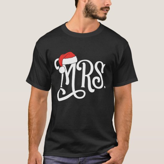 Mrs Couples Kerstman Pet Mr en Mrs T-shirt (Voorkant)