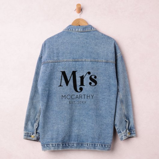 Mrs Custom Last Name Est. Datum minimale retro Denim Jacket (Hangar)