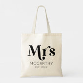 Mrs Custom Last Name Est. Datum minimale retro Tote Bag (Achterkant)