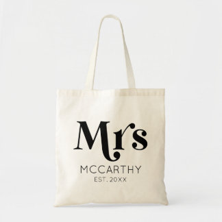 Mrs Custom Last Name Est. Datum minimale retro Tote Bag