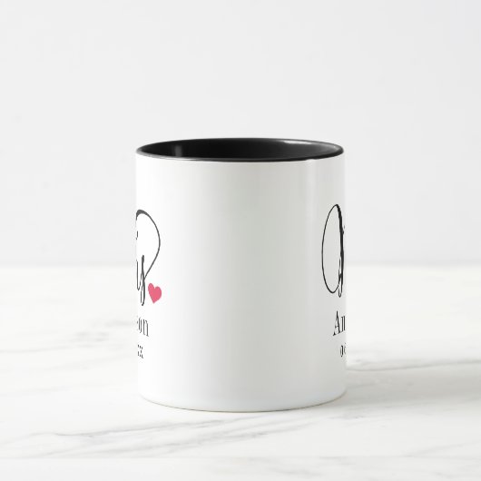 Mrs Elegant Script Heart Custom Wedding Monogram Mok (Midden)