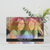 Mrs. en Mrs LGBTQ Transparent Heart Photo Overlay Save The Date (Staand voorkant)