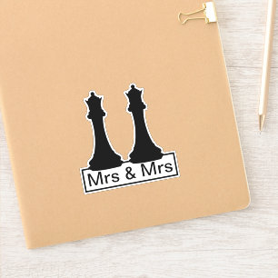 Mrs. en Mrs. Queen Chess Pieces Gay Wedding Sticker