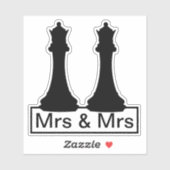 Mrs. en Mrs. Queen Chess Pieces Gay Wedding Sticker (Vel)