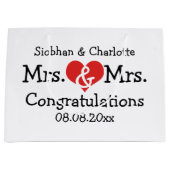 Mrs. en Mrs. Red Heart Wedding Personalized Groot Cadeauzakje (Voorkant)