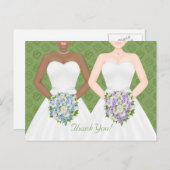 Mrs en Mrs Two Brides Lesbian Wedding Dank u Briefkaart (Voorkant / Achterkant)