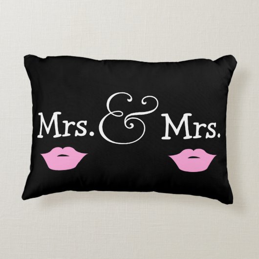 Mrs. en Mrs. Two Brides Lips Wedding Gift Accent Kussen (Achterkant)