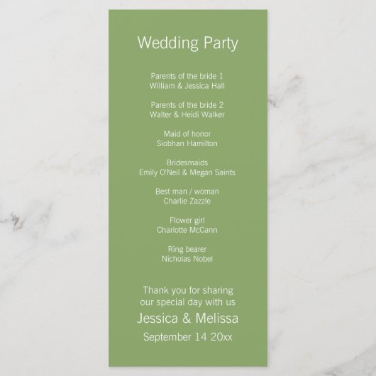 Mrs en Mrs Two Brides Wedding Service Order Programma (Achterkant)