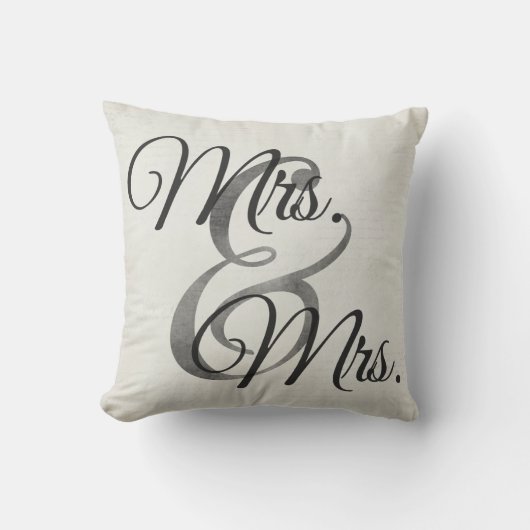Mrs. en Mrs White Script lesbian Wedding Kussen (Voorkant)