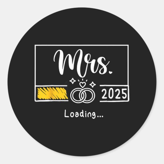 Mrs Est. 2025 Loading Bruid bruiloft Pas getrouwd  Ronde Sticker (Voorkant)