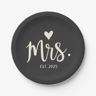 Mrs Est. 2025 Man Bruid Verloving bruiloft Papieren Bordje