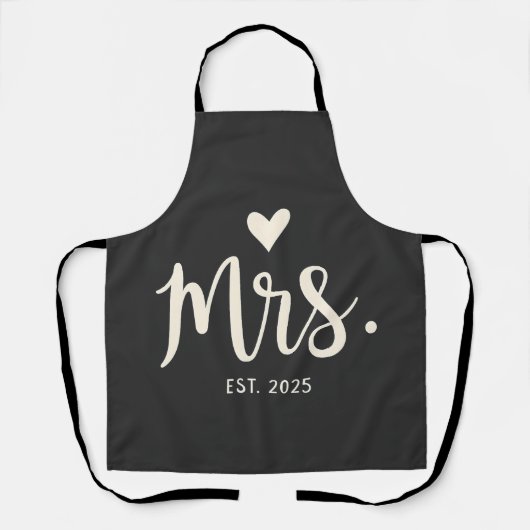 Mrs Est. 2025 Man Bruid Verloving bruiloft Schort (Voorkant)