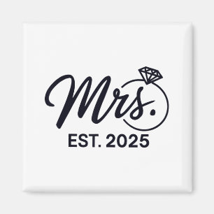 Mrs Est. 2025 Net getrouwd met bruidsparen Mr. en Magneet