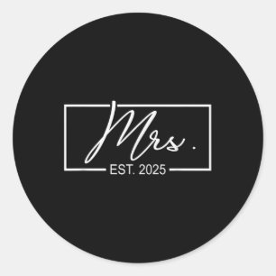 Mrs Est. 2025 Net getrouwd Trouwvrouw Mr &amp; Ronde Sticker