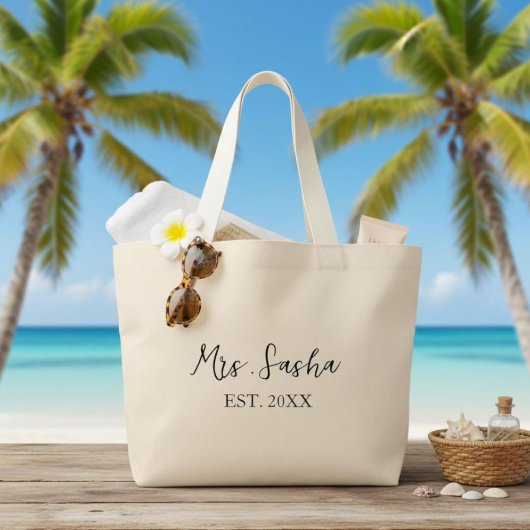 Mrs. Last Name Est Year - mrs. calligraphy script Grote Tote Bag