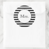 Mrs. met zwarte en witte strepen ronde sticker (Tas)